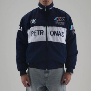 Chaqueta racing BMW Petronas M Power vintage azul frontal