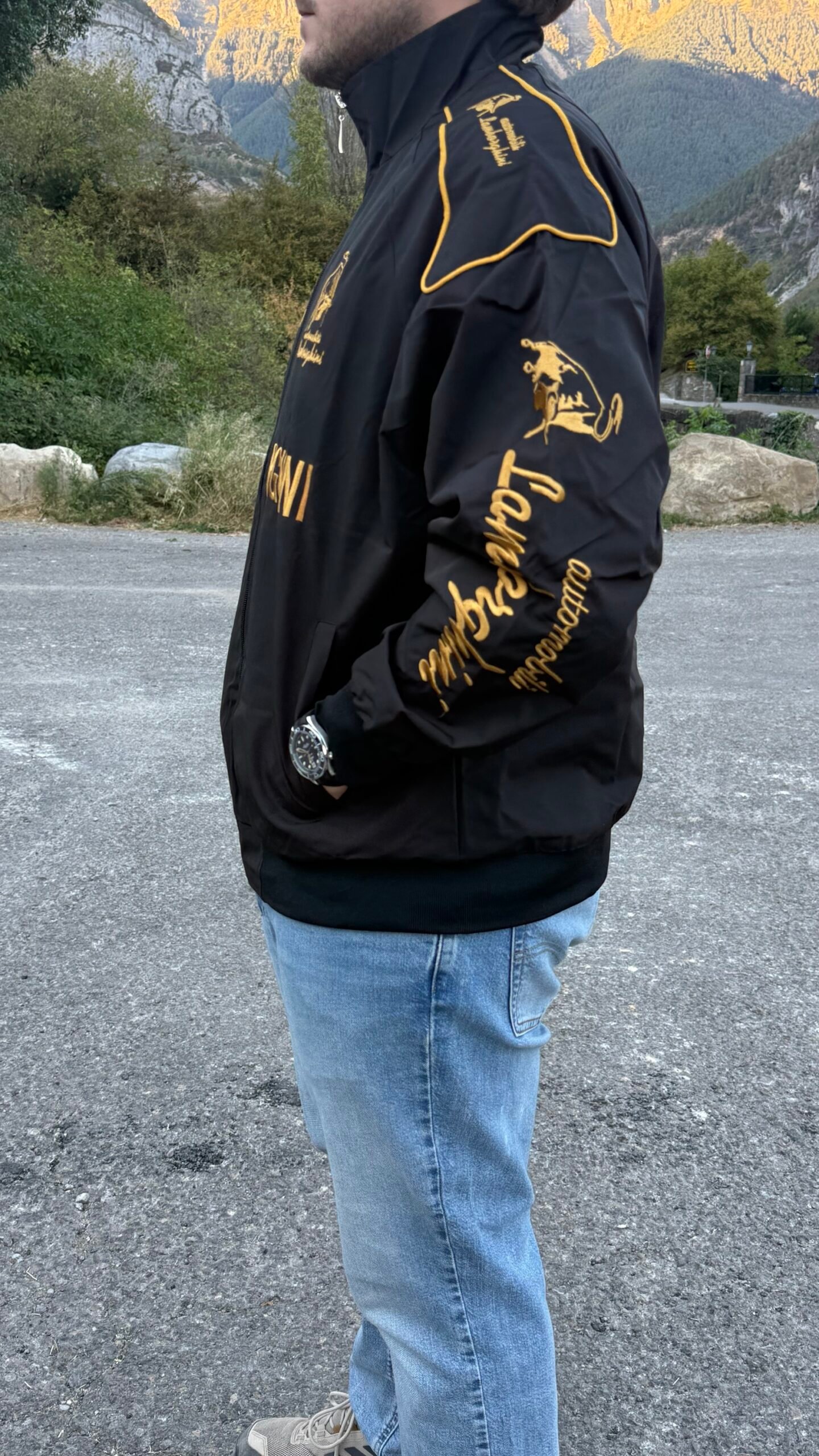 Chaqueta Racing Lamborghini Vintage – Negra (Bordada) - Imagen 3